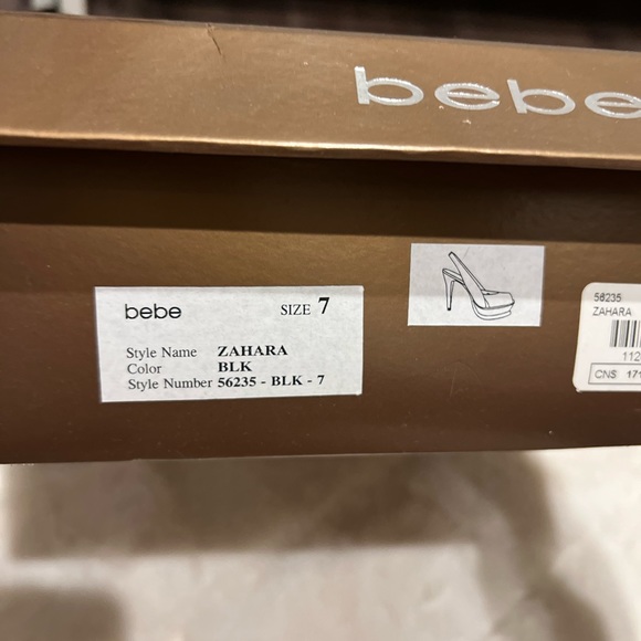 Bebe black patent leather sling back platform pumps in a size 7M. - Picture 2 of 2